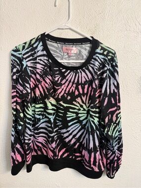 Juicy Couture Black PJ Top with Pastel Tie-Dye Burst